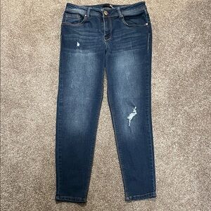 1822 Denim Distressed Dark Blue Skinny Jeans